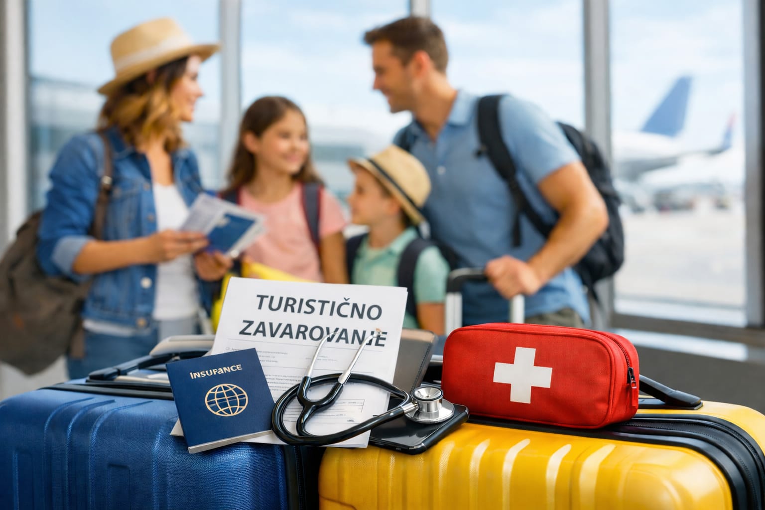 turisticno zavarovanje druzina potovanje letalisce