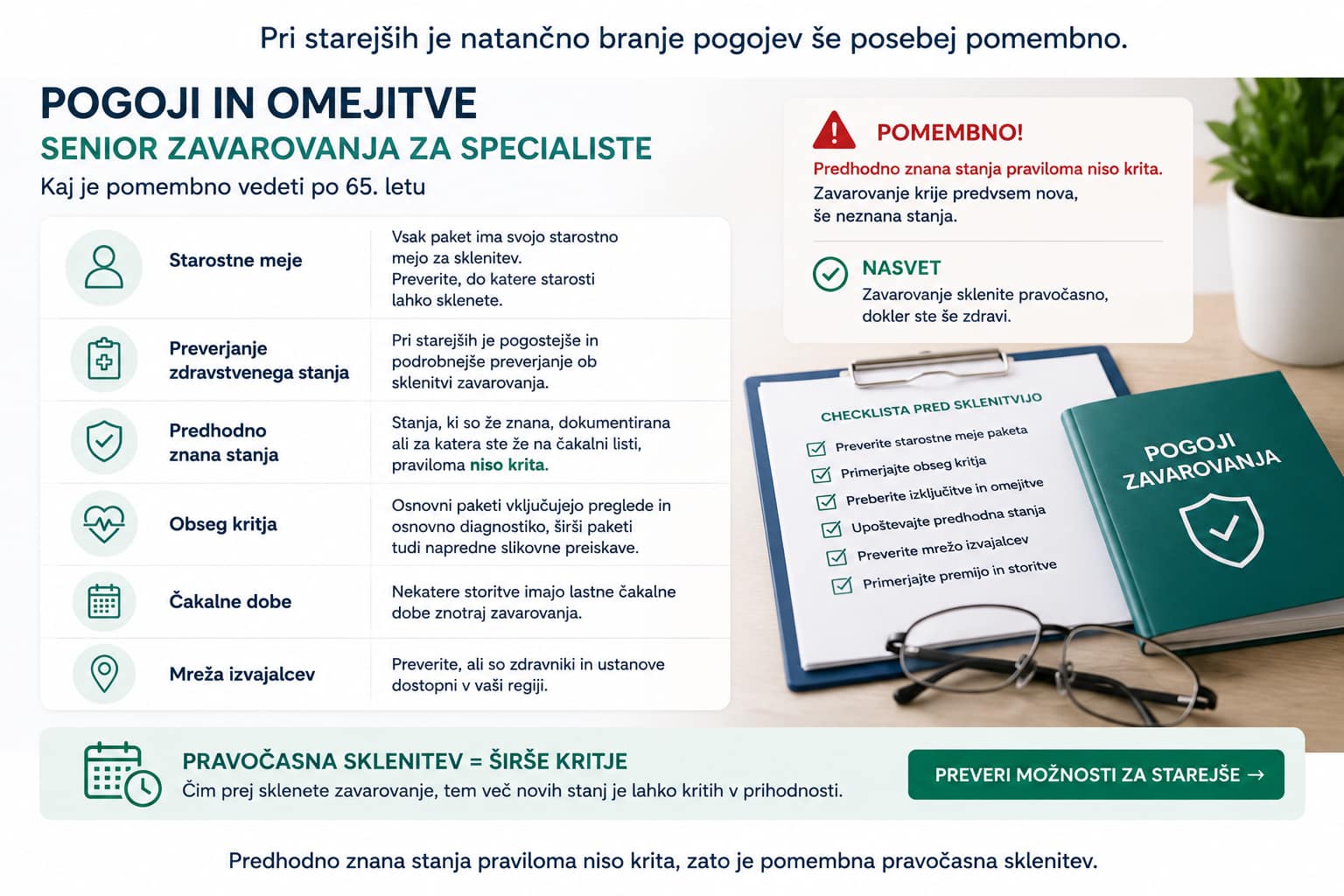 Pogoji in omejitve senior zavarovanja za specialiste po 65. letu