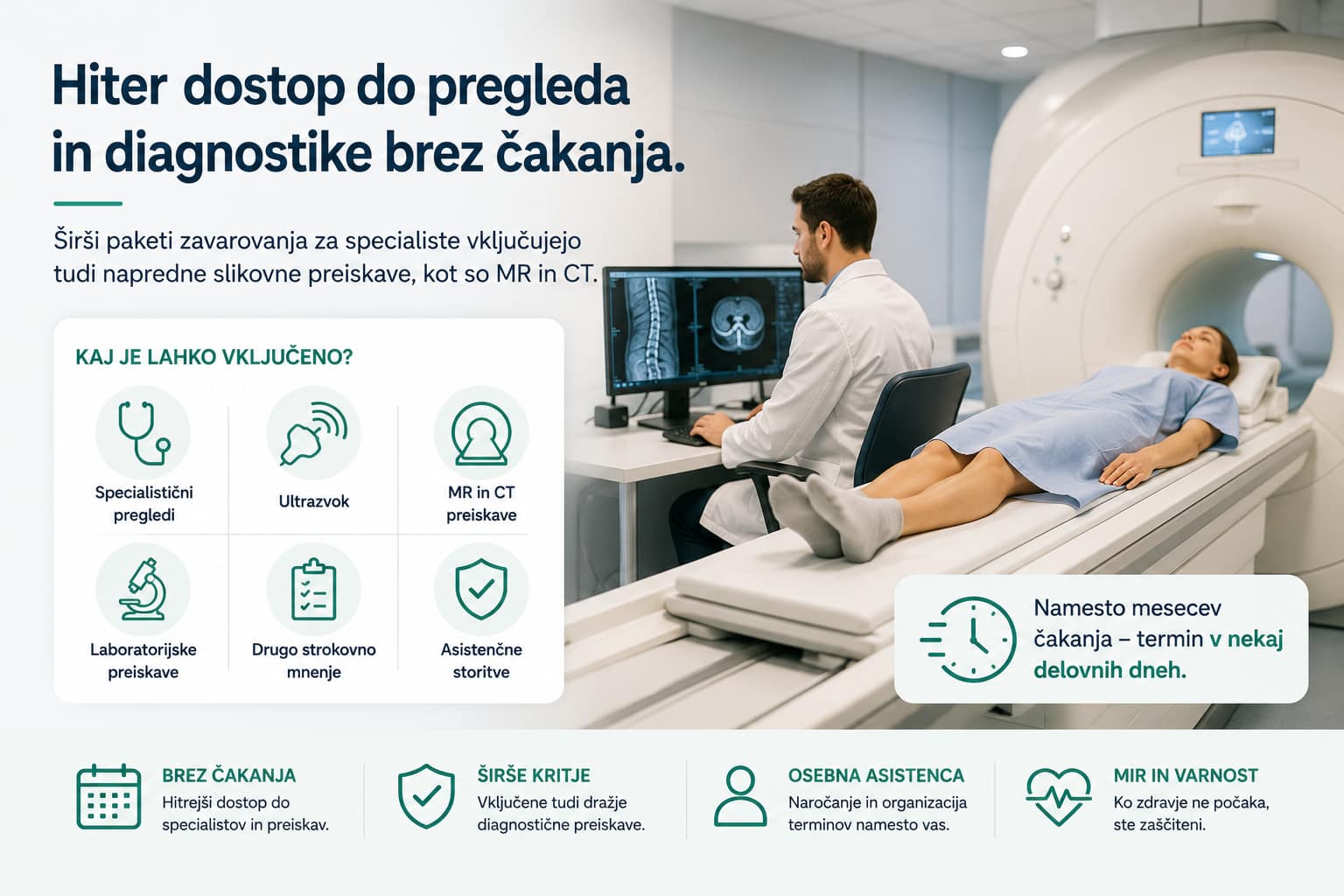 Specialisticni pregled in diagnostika kot je MR in CT v okviru zavarovanja za specialiste
